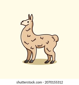 Illustration vector graphic of the lama. Lama minimalist style isolated on a brown background. Cute animal illustration.