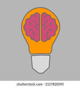 Ilustración vectorial gráfica de la lámpara y el cerebro