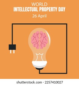 illustration vector graphic of the lamp contains the right and left brains with electrical wires, perfect for international day, intellectual property day, celebrate, greeting card, etc.