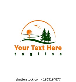 Illustration Vector graphic of landscape logo, fit for travel, vacation, camp etc.