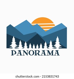 illustration vector graphic of landscape with mountains scenery