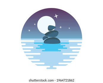 illustration vector graphic of landscape. perfect of logos for landscape, sea, yoga etc.