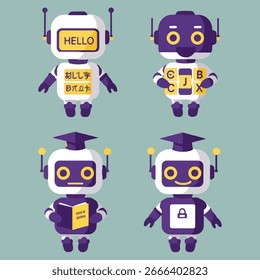 Ilustración Vector Gráfico de robots de profesor de idiomas