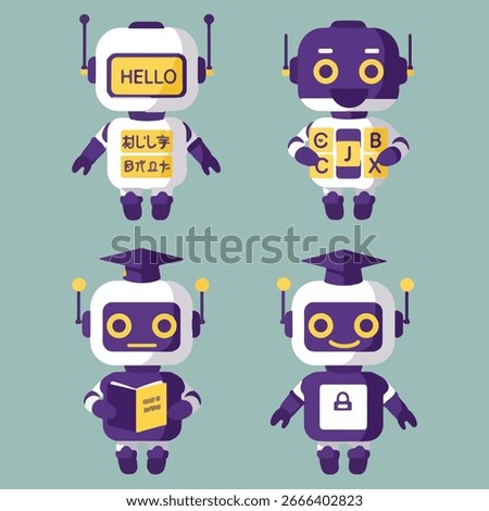illustration vector graphic of language teacher robots