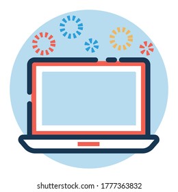 illustration vector graphic of laptop filled outline icon. suitable for sticker, icon design, logo product, symbol, apps, etc.