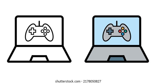 Illustration Vector Graphic of Laptop, genre, category Icon. Game icon. Cartoon