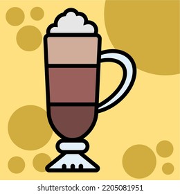 Illustration Vector Graphic of latte coffee drink, drinks, cup glass icon