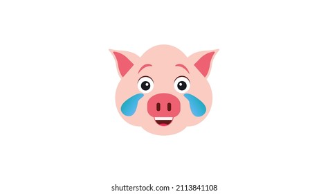 Ilustración vectorial de la risa con lágrimas de cerdo de alegría. Perfecto para sitio web, página de inicio, banner, volante, etc