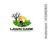 Illustration vector graphic of lawn care, landscape, grass concept logo design template
 