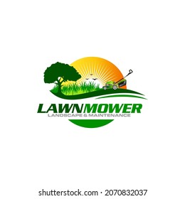 Illustration vector graphic of lawn care, landscape, grass concept logo design template
 