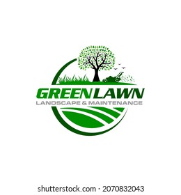 Illustration vector graphic of lawn care, landscape, grass concept logo design template
 