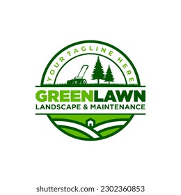 Illustration vector graphic of lawn care, landscape, grass concept logo design template 002