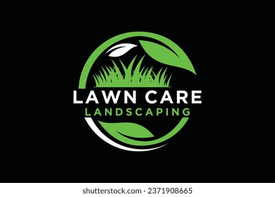 Ilustración vectorial gráfico del cuidado del césped, paisaje, concepto de pasto plantilla de diseño del logo
