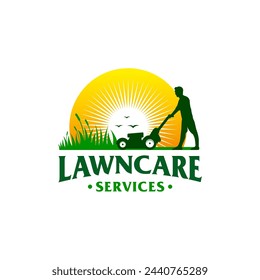 Illustration vector graphic of lawn care, landscape services, grass care concept logo design template