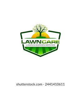 Illustration vector graphic of lawn care, landscape services, grass care concept logo design template