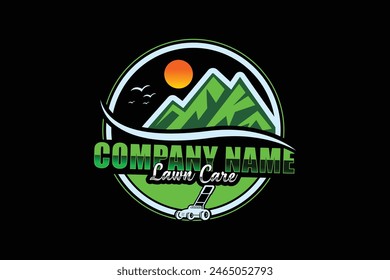  Illustration vector graphic of lawn care with Lawn mower home service black background, landscape, grass concept logo design template