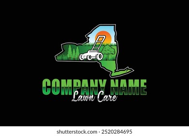 Ilustração vetor gráfico de cuidados com relva com cortador de grama serviço de casa fundo preto, paisagem, grama conceito logotipo modelo de design