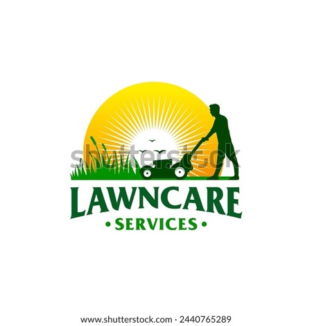 Illustration vector graphic of lawn care, landscape services, grass care concept logo design template
