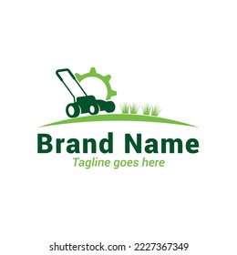 Illustration vector graphic of lawn mower logo.