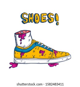 illustration vector graphic of legs cut off with his shoes good for your brand. print on t-shirt, tote bag and poster.