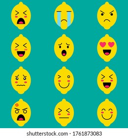 Illustration vector graphic of lemon emoticon set