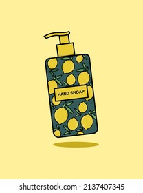 Gráfico vectorial de ilustración de jabón de mano de limón