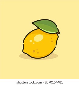 Gráfico vectorial de ilustración de limón. Estilo limón minimalista aislado en un fondo naranja. La ilustración es adecuada para banner, volantes, emoticones, etc.