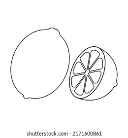 Illustration vector graphic of lemon outline. Suitable for coloring book and children's learning media.