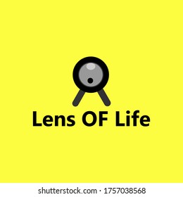Illustration vector graphic of lens of life with yellow background best for tech logo