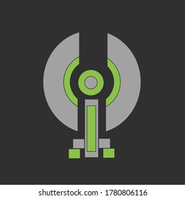 Ilustración vectorial gráfico de la letra I con fondo y grandes para signos y símbolos