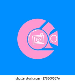 Gráfico vectorial de ilustración de la letra C ( cámara ) con fondo