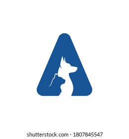 illustration vector graphic of A letter and cat dog logo design