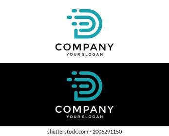 illustration vector graphic of letter D technology combination  logo. perfect of logos for initial D, internet logo, tech etc.