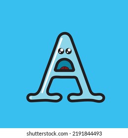 ilustración vector gráfico de la letra A doodle kawaii bueno para aprender libro infantil.