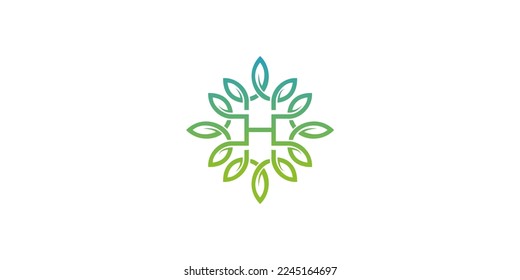 gráfico vectorial de la letra H hoja