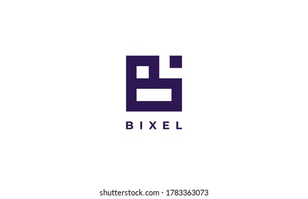 illustration vector graphic of letter mark, initial letter form B pixel, simple, modern, minimalist, sophisticated, negative space robot face pixel logo design