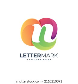 illustration vector graphic letter mark N colorful logo template