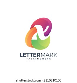 Vektorgrafik-Buchstabenmarkierung X farbige Logo-Vorlage