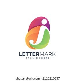 illustration vector graphic letter mark j colorful logo template