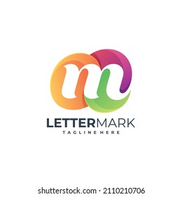 Illustration Vector Graphic Letter Mark M Colorful Logo Template