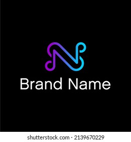 Gráfico vectorial de ilustración para el logotipo de música Letter N