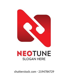 Illustration, Vektorgrafik des Logos von Letter N Musik mit Earphone Design