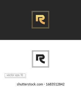 Illustration vector graphic of letter R logo bold one line creative color in gold