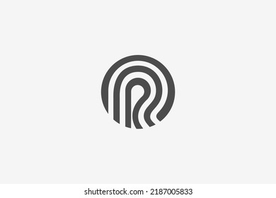 Illustration vector graphic of letter R line art in circle