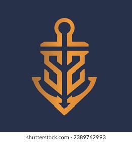 Illustration vector graphic of Letter S Gold Anchor Logo