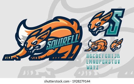 illustration vector graphic and letter set of squirrel perfect for e-sport team mascot and game streamer