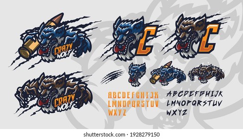 illustration vector graphic and letter set of wolf perfect for e-sport team mascot and game streamer