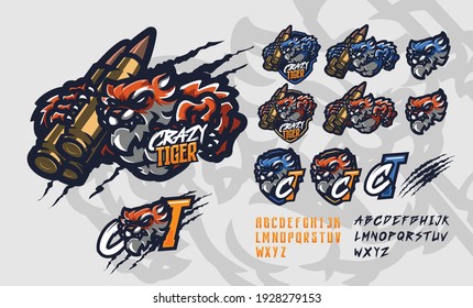 illustration vector graphic and letter set of tiger perfect for e-sport team mascot and game streamer