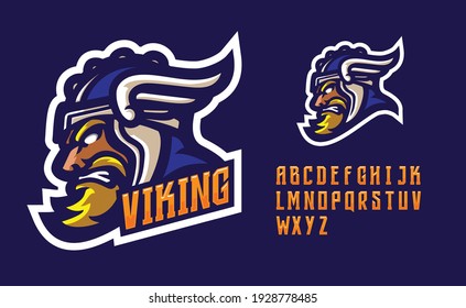 illustration vector graphic and letter set of viking knight perfect for e-sport team mascot and game streamer