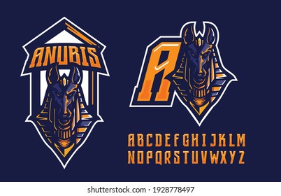 illustration vector graphic and letter set of anubis perfect for e-sport team mascot and game streamer
